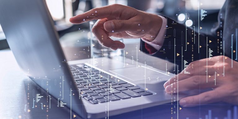 Hands typing the keyboard to research stock market to proceed right investment solutions. Internet trading and wealth management concept. Formal wear. Hologram Forex chart over close up shot.