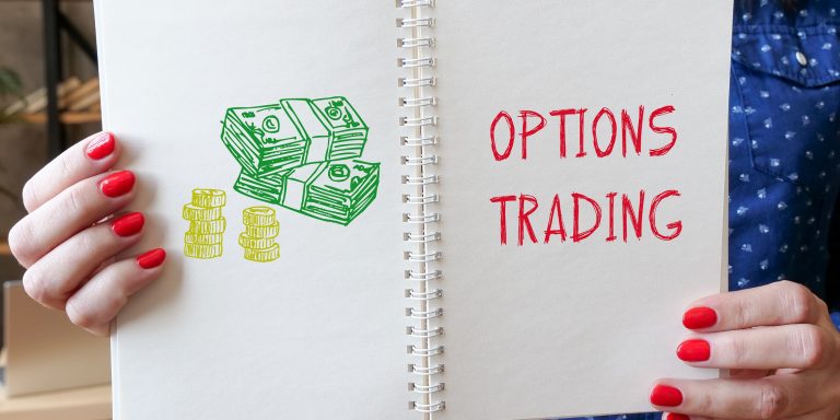 OPTIONS TRADING inscription on the sheet. Option Trading Services