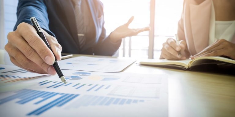 Team work process. young business managers crew working with new